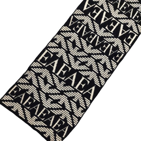 EMPORIO ARMANI Vintage Black & Cream Logo Monogram Men's Scarf